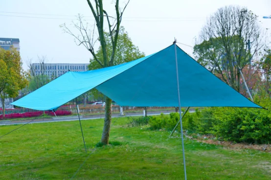 Beach Tent Tarp 14x18 ft 5-8 Person Lightweight Shelter Sun Shade Awning Roof Canopy with Tarp Poles
