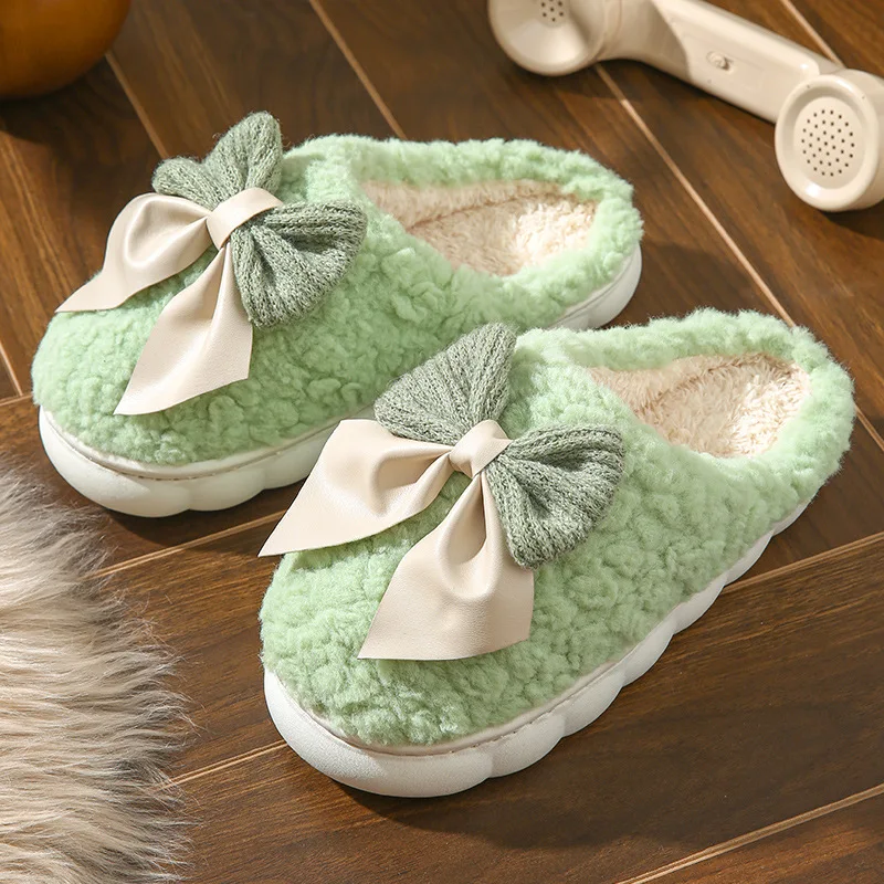 Cotton slippers for women home indoor couple floor mops household non-slip warm fluffy slippers
