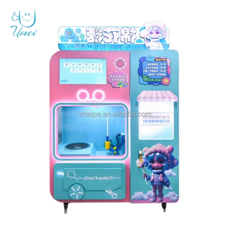Coin-operated Cotton Candy Machine Commercial Electric Automatic Fancy Robot Cotton Candy Commercial Vending Machine