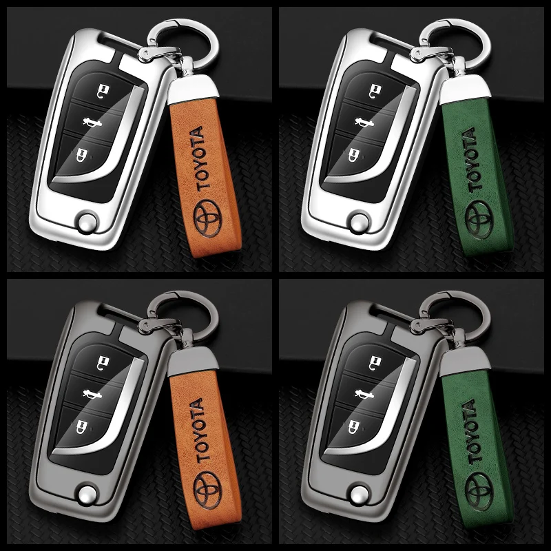 Zinc Alloy Leather Car Logo Key Case Cover for Toyota Auris Corolla Avensis Verso Yaris Aygo Scion TC IM 2015 2016 Camry RAV4