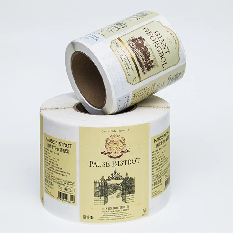 professional manufacturer recycled paper sticker custom printing textured paper embossed adhesive vodka wine labels