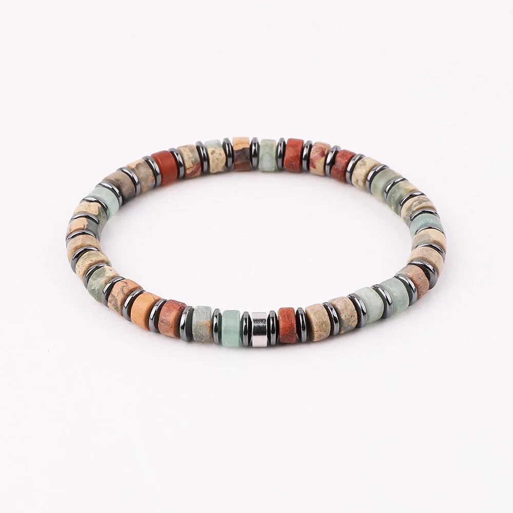 New Design Men Bracelet Natural Stone Hematite Beaded Elastic Bracelet Man JBS12626
