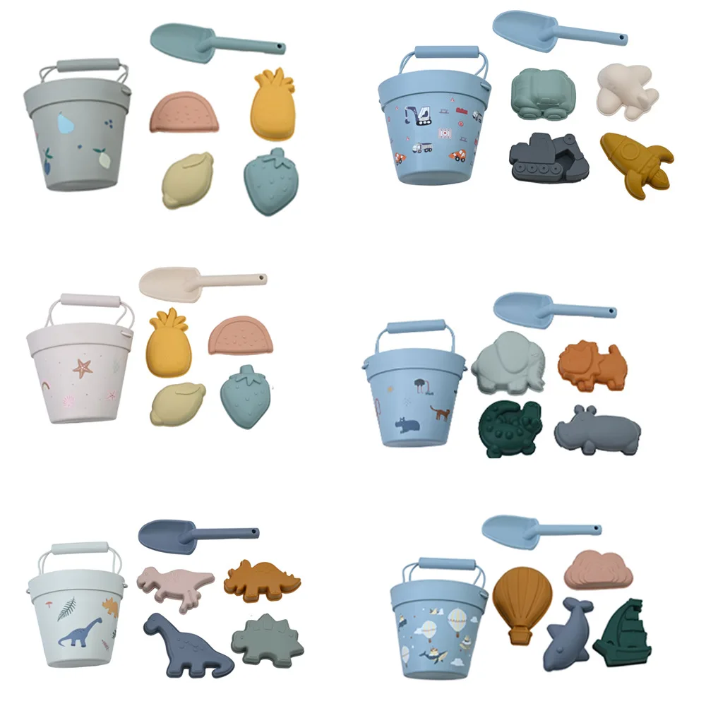 Children Silicone Parent-Child Play Sand Water Tools Set Sand Digging Tools Shovel Buckets Seaside Kids Beach Toys