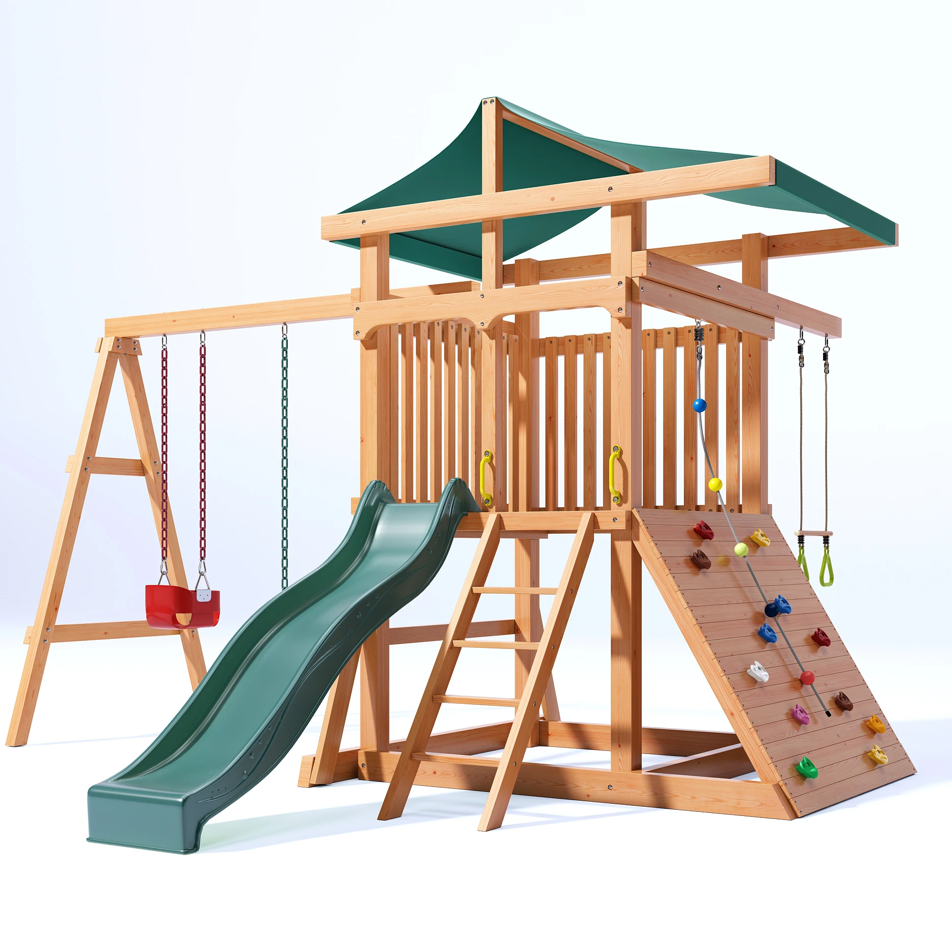 home use baby kids Wooden garden outdoor playground equipment swing slide set for children