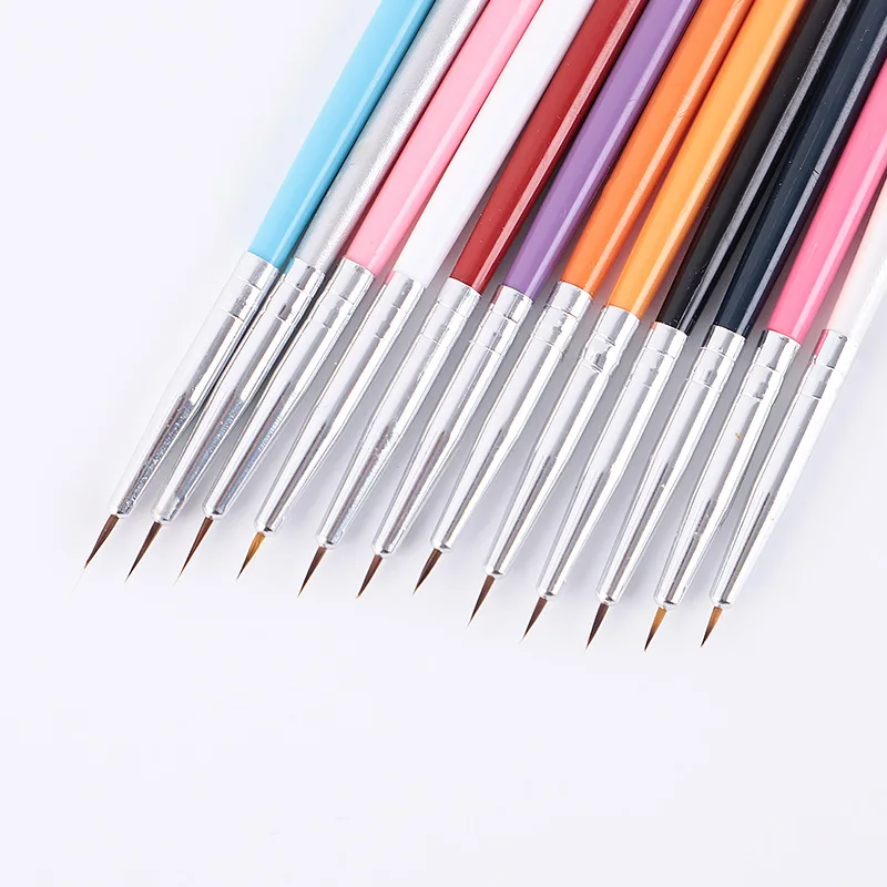 Customized painting pen 12 pcs drawing tool art nail gel brush set for nail salon