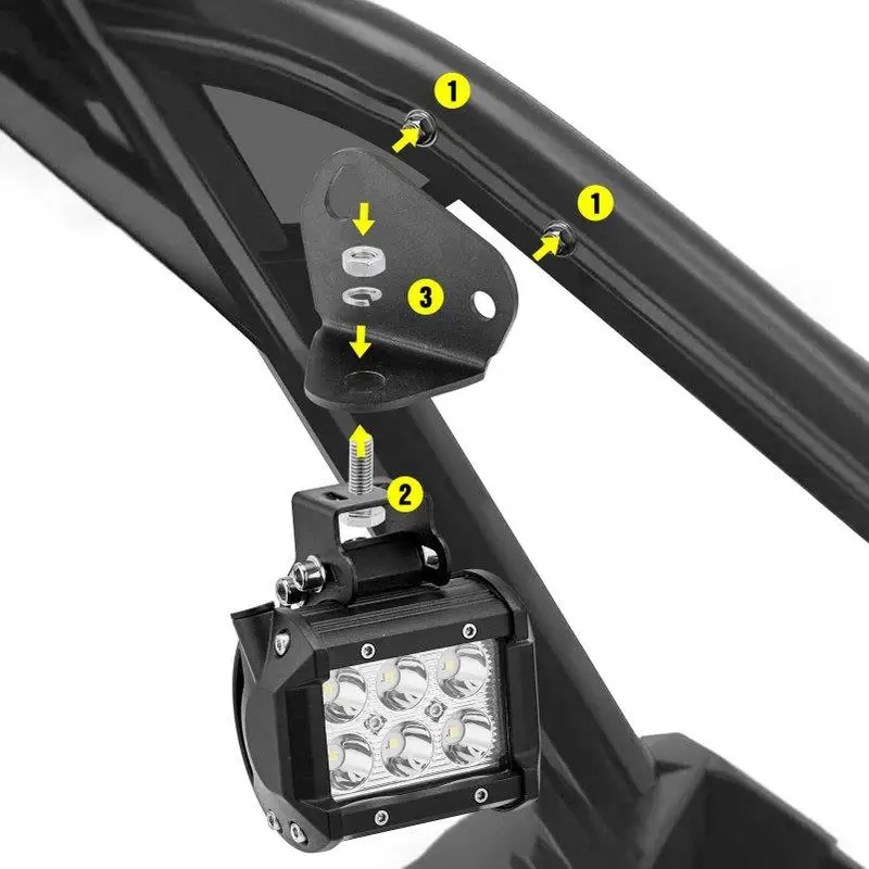 Adjustable Rear A- Pillar LED Whip Light Flag Antenna Rear Pillar Mounting Brackets For ATV UTV Can Am Maverick X3 2017-2022