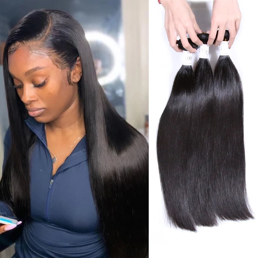12A Grade Raw Virgin Unprocessed Straight Hair Bundles 100% Mink Indian Human Hair