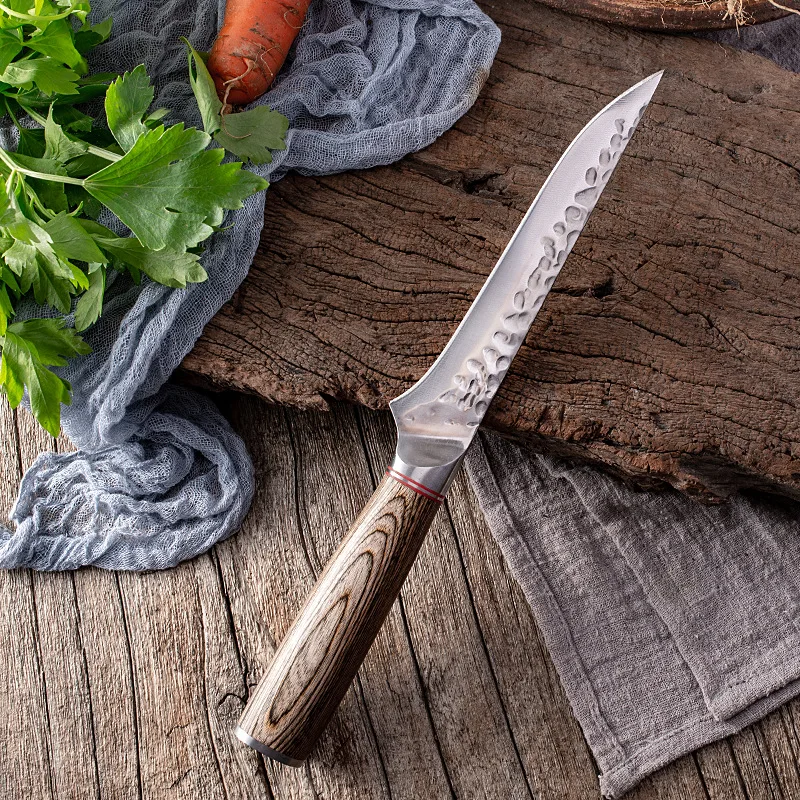 Professional Stainless steel 6pcs kitchen knives set kitchen chef utility fruit paring knife  with wooden  block