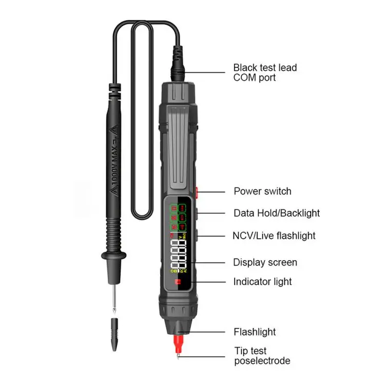 Multimeter Pen Type Digital Multimeter 4000 Counts AC/DC Voltage Tester Professional Current Meter Non-Contact Voltmeter Sensor