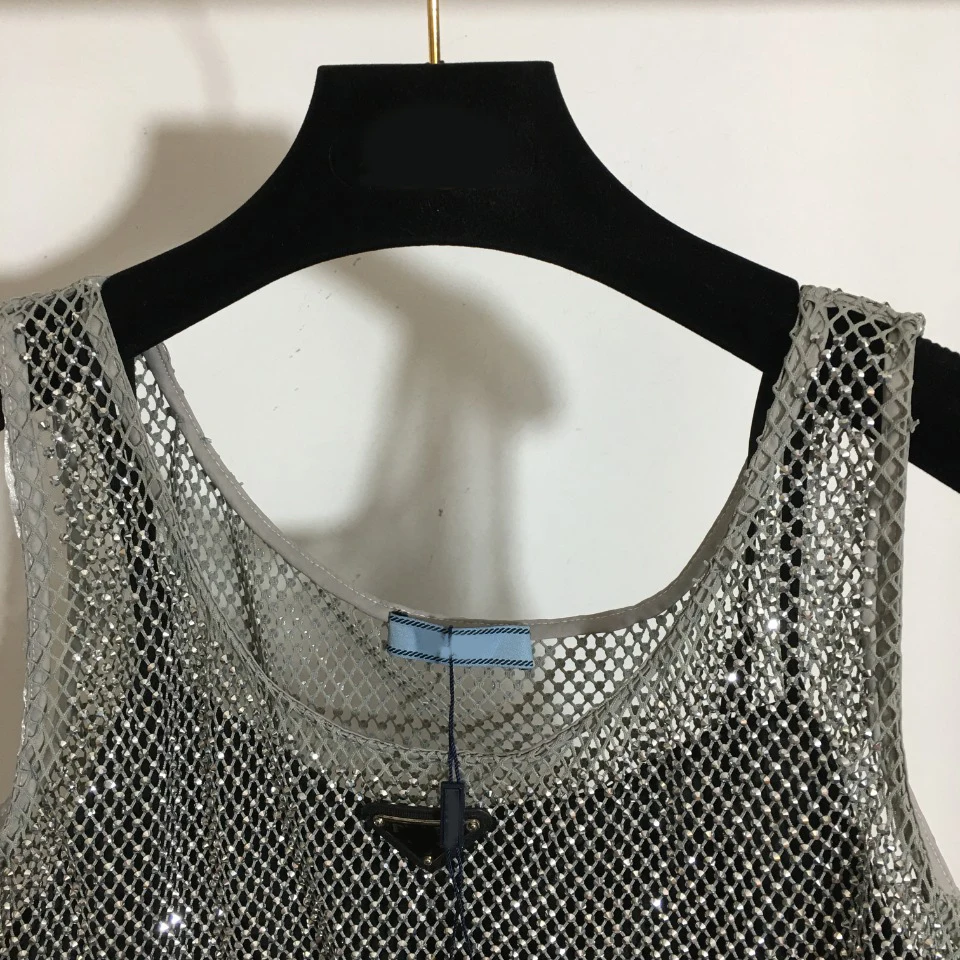 Shiny Women Sexy Vest Shining Diamond Hallowed Out Crop Tops for Ladies Girls Summer Shirts Hot Short Beach Party Tops