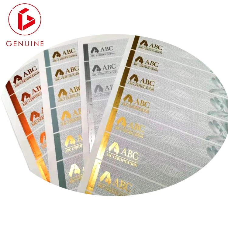 Custom Printed Flat Sheet Folded Tear Line Laser Hot Stamped Rating Company Labels