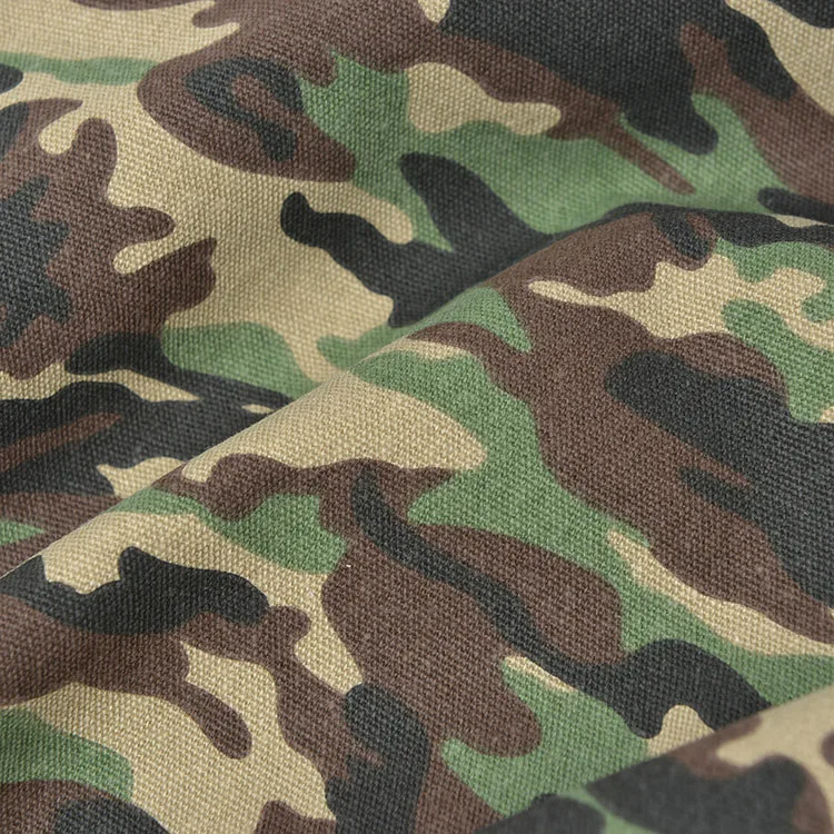 OEM 12 OZ  Fabric Cotton canvas Camo Printed school bag camo travel backpack fabric Camouflage canvas