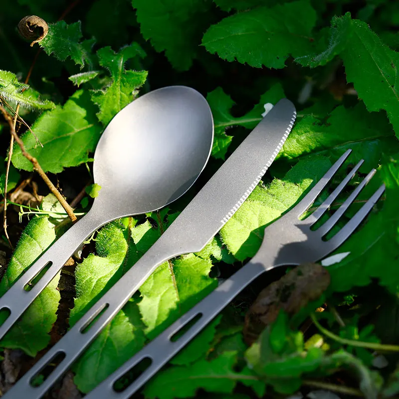 Titanium Spork Portable dinnerware set camping spoon fork  knife set for outdoor camping hiking travel