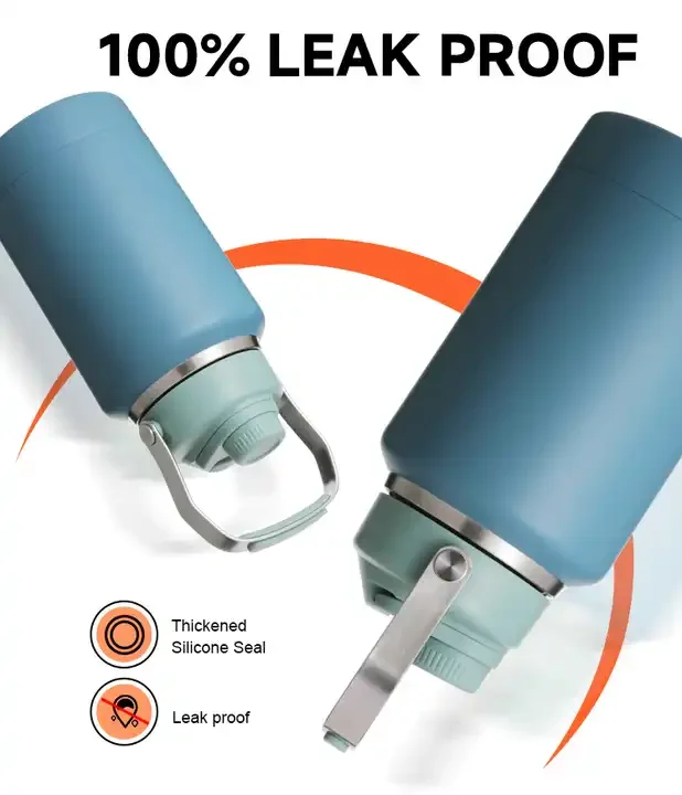 Food Grade 64oz 2in1 Dog Travel Water Bottle pets Stainless Steel with food containers feeder  Dog Bowls Travel Accessories