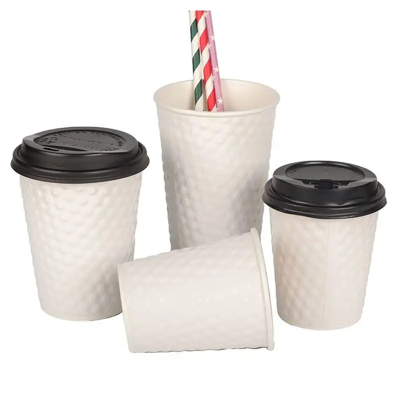 Eco-Friendly Disposable Coffee Cups Waterproof Hot Drink Paper Cup With Lid