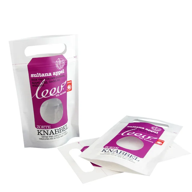 Fully Recyclable White Kraft Paper Food Stand Up Zipper Coffee Packaging Bag With Clear Window