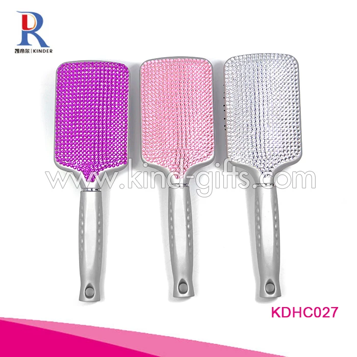 Small MOQ custom private label paddle brush ionic hair brush with bling crystal