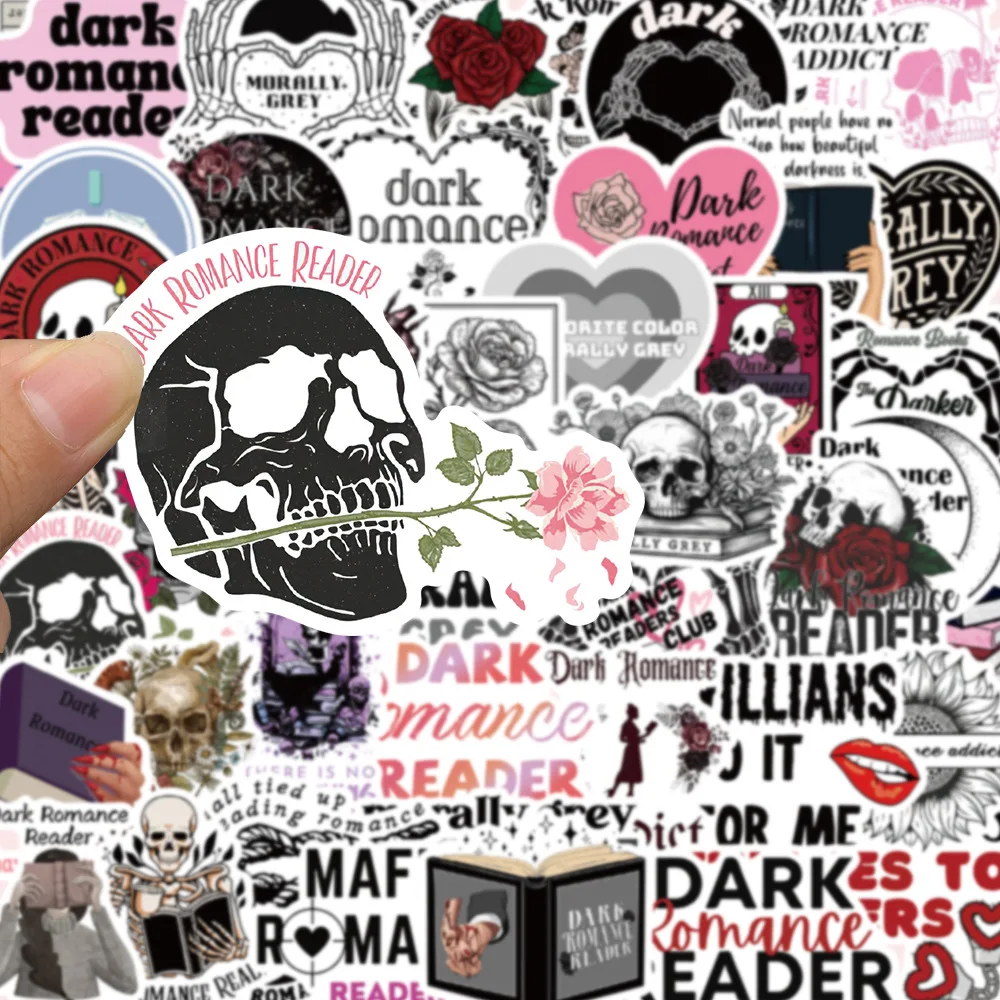 50PCS Cool funny gothic dark romance reader decals death reading sticker