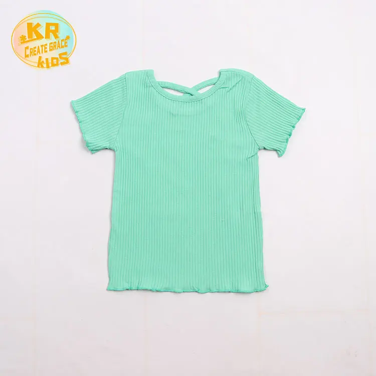 Wholesalers Top Quality Baby Girl Clothing Ribbed Fabric Kids Wear Comfortable Summer T-shirt Multicolor Top Kids Clothes