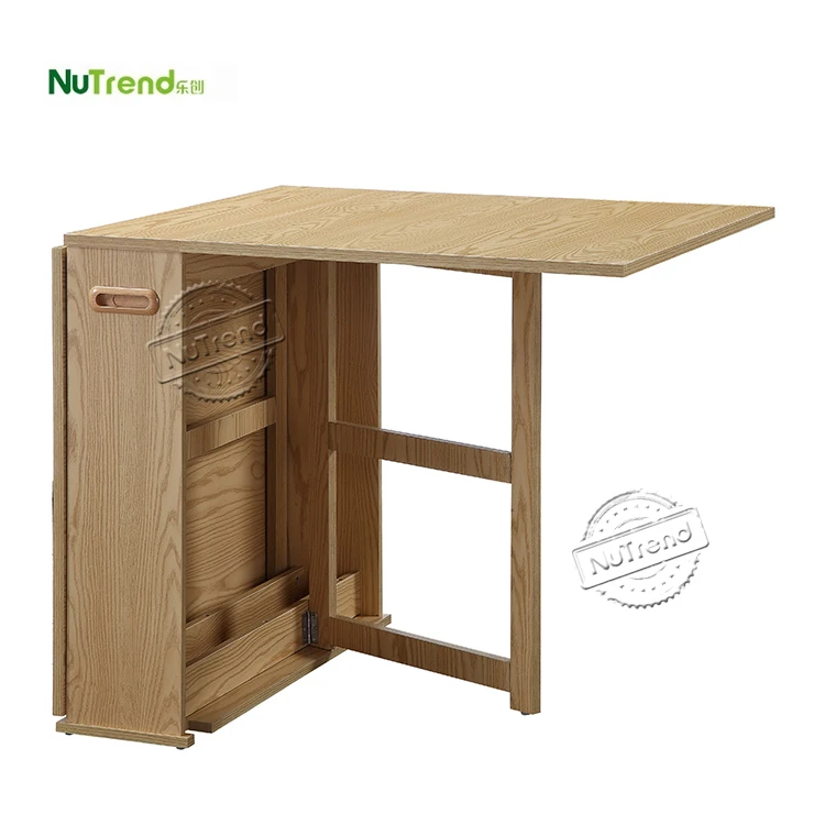 Cheap Nordic Space Saving Compact Apartment Modern Wooden Small Folding Rectangular Dining Room Table Extendable Kitchen Table