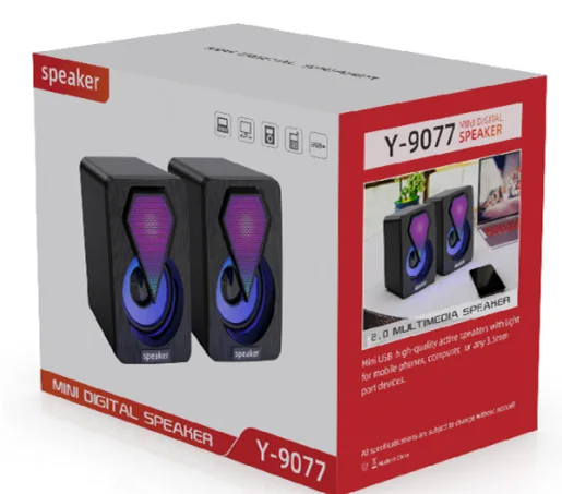 Портативная RGB-подсветка стерео Громкий бас 3 Вт * 2 компьютерные Проводные креативные 0 USB RGB Компьютерные колонки для
