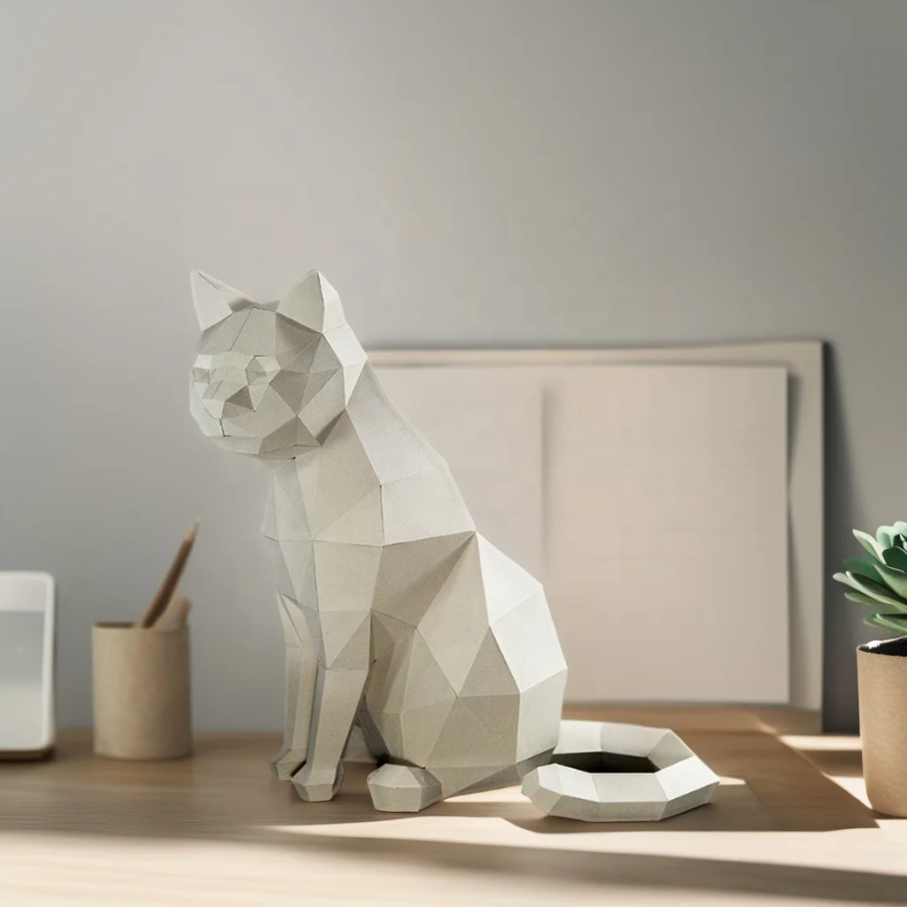 White Cat 3D Origami Paper DIY Handmade Art,Home Decor,Educational Interests,Holiday Parties,DIY Origami Paper Crafts