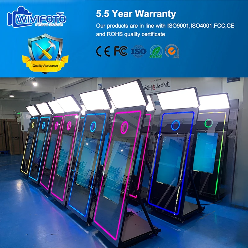 Selfie Magic Mirror Augmented Wedding Vogue Reality Photo Booth Kiosk With Printer Led Frame