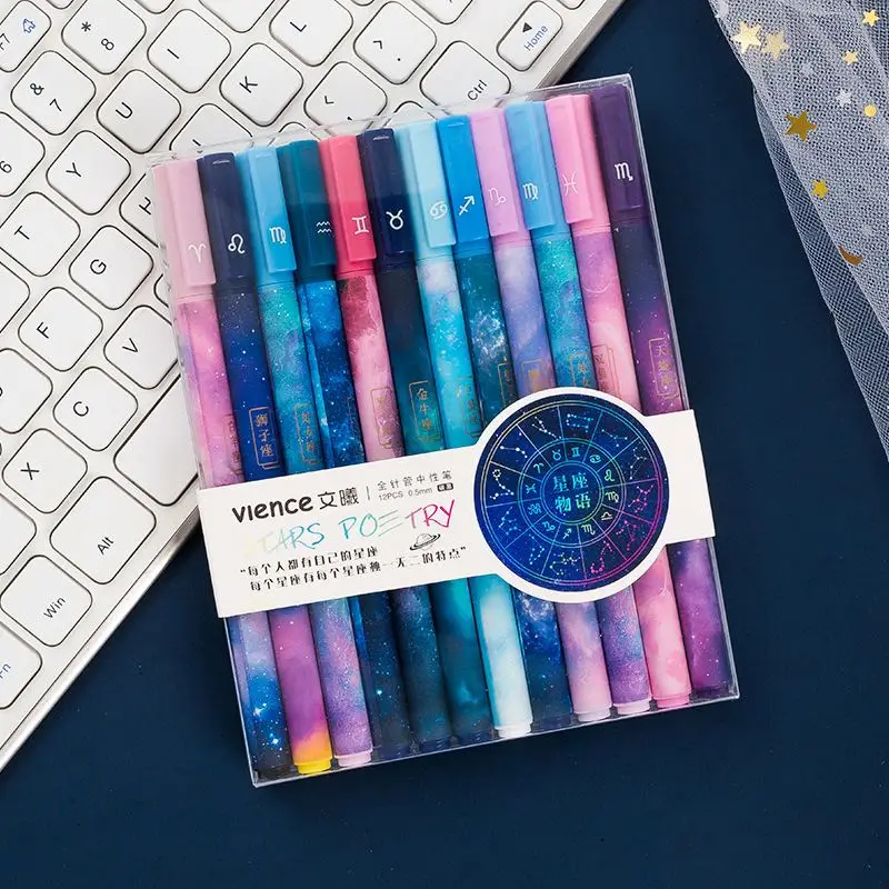 Creative cut twelve constellation gel pens decompression pen set school student stationery supplies 0.5 mm 12pcs