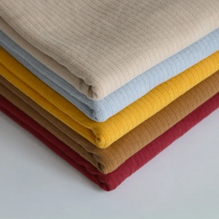 Hight quality 95%cotton 5%spandex 300gsm thick knitted rib lycra fabric for warm clothes