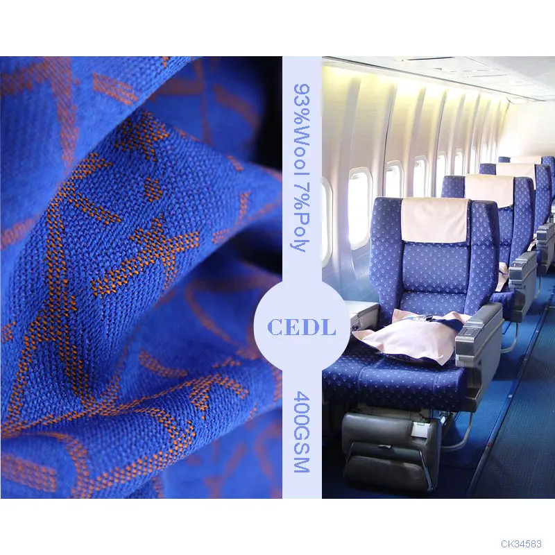 Fashionable Hot Selling Fireproof Smoke  for Air Seat Train  Bus Seat Fabric  Wool Polyester Jacquard FabrIc Yard Dyed Fabric