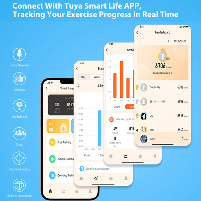 Hot sale custom smart electronic jump rope with free app adjustable pvc cable LED digital display skip rope