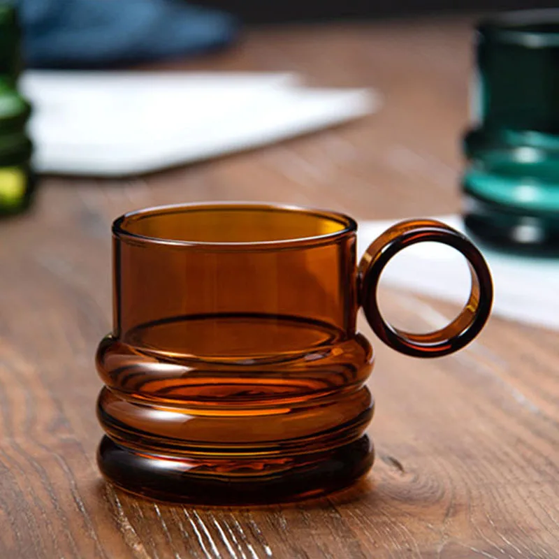 Color matching color matching stripe glass home high borosilicate creative personality juice coffee flower tea cup