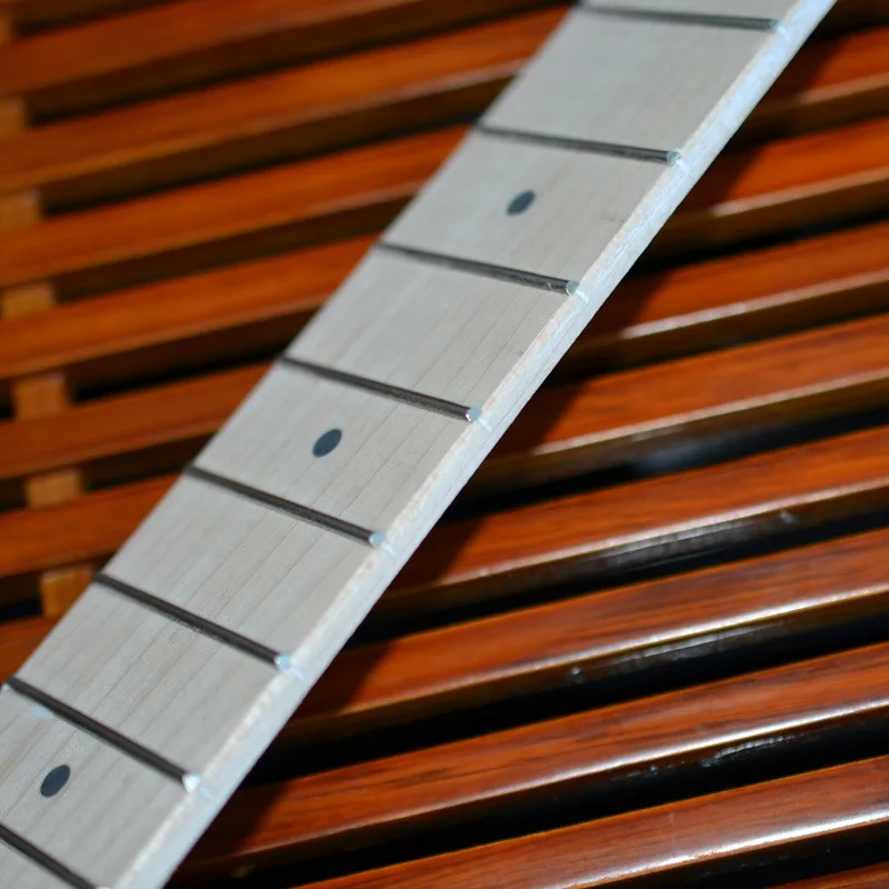 24 Inch Maple Wood Ukulele Fingerboard Fretboard with 18 Chrome Frets and Black Dot Fretboard