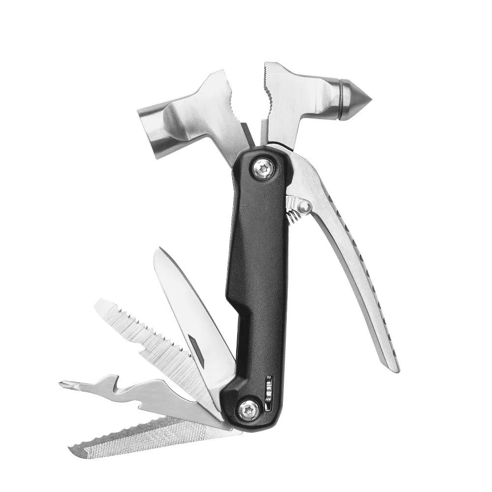 2023 Aluminum Handle Outdoor Multi-Purpose Pliers Wrench Hammer with Safety Lock and Pouch for Car Emergency