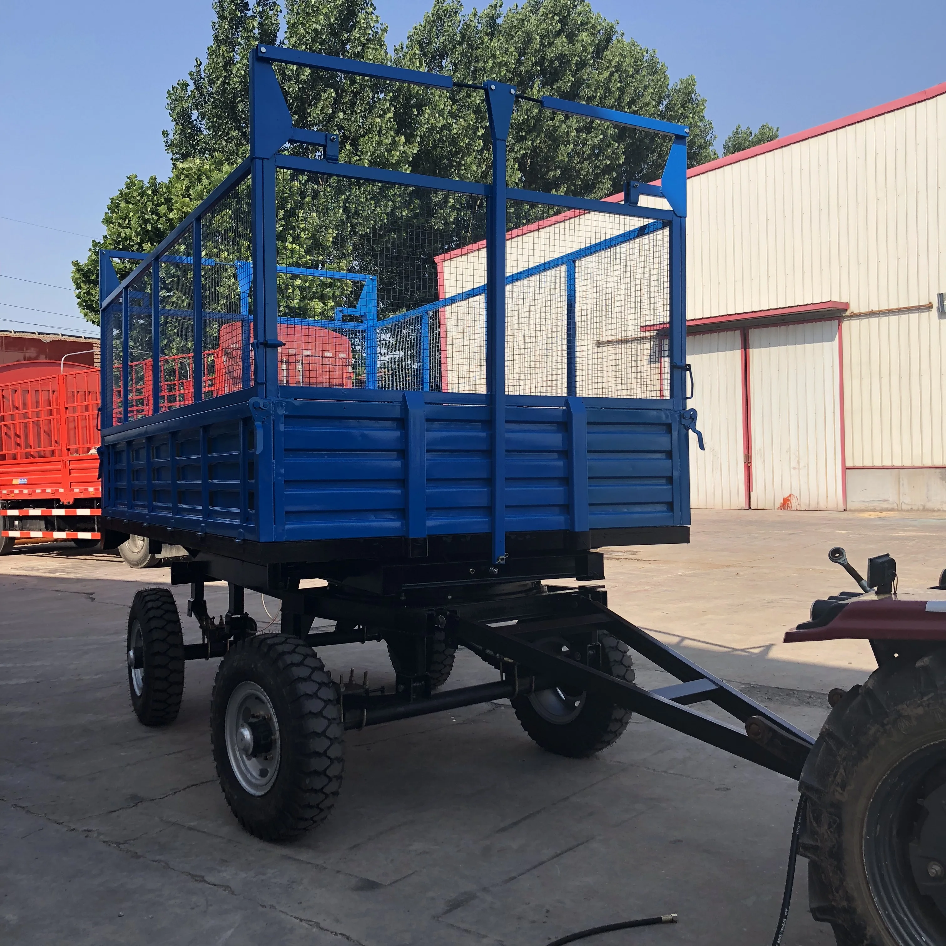 Best Factory Supply 1-13Tons 4 wheels Agricultural Tipping Trailer Tractor Mounted Trailer Left and Right Dump Farm Trailer