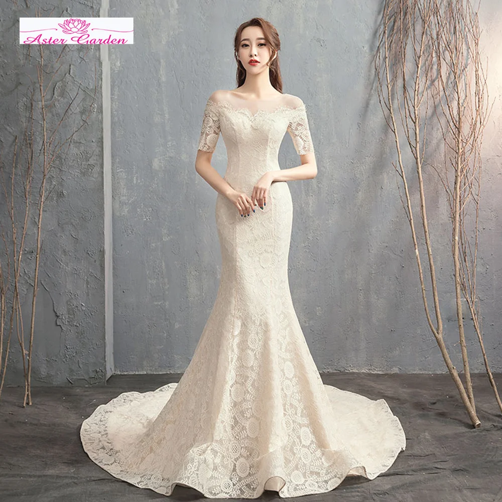 Vestido Noiva Sereia New Arrival Short Sleeve Lace Mermaid Wedding Dresses Alibaba China Shop Online Bridal Gowns Abiti Da Sposa