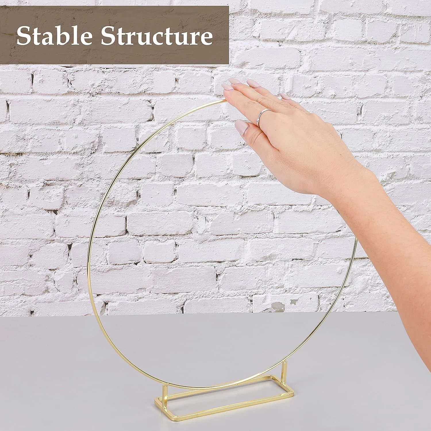 DIY Outdoor Gold Metal Floral Hoop Centerpiece for Table Wedding Decor