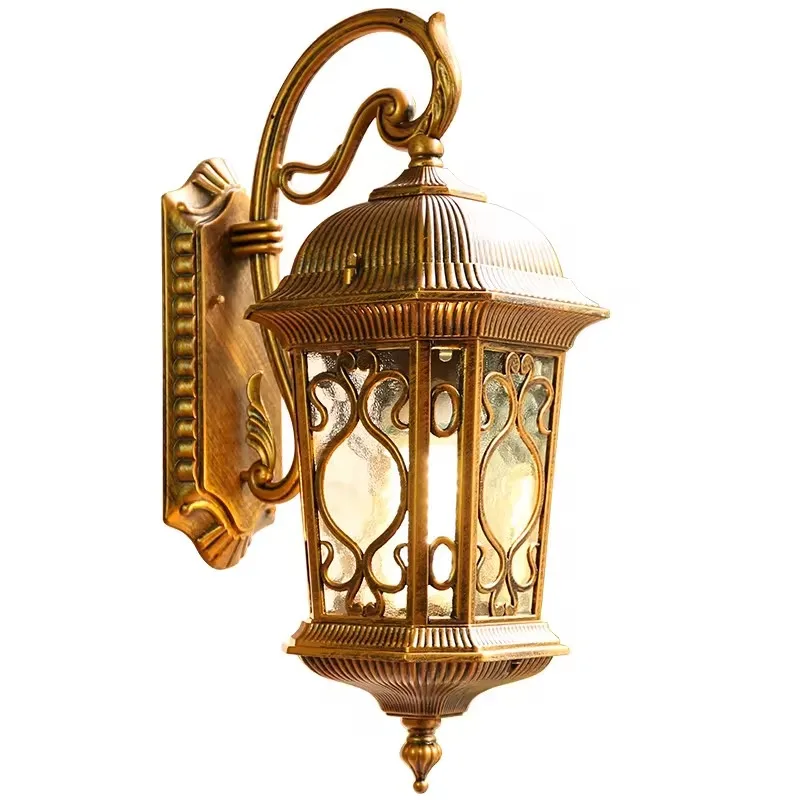 Outdoor European Antique Clear Glass Fixture Garden LED Light Wall Lamp E27 Glass Waterproof LED Wall Lights