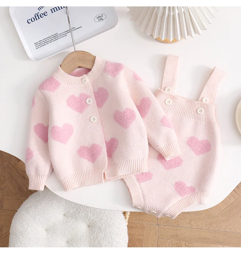 newborn knit clothes Children boys knitted casual jacket romper baby cute sweater custom knitwear clothing sets