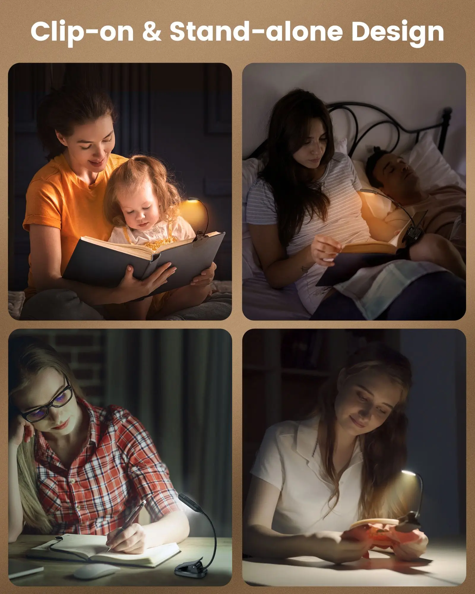 Wholesale 3 Color Dimmable Portable Foldable Flexible Mini Led Usb Rechargeable Night Reader Book Light For Reading In Bed