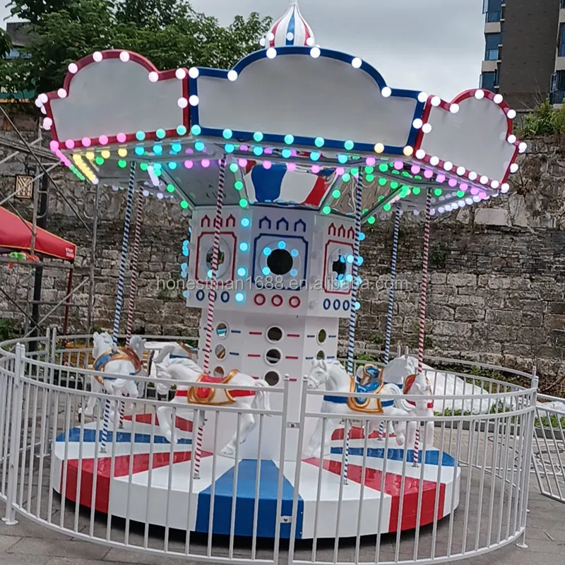 6 Seats mini small Christmas amusement park merry go round children horse carousel ride for kids