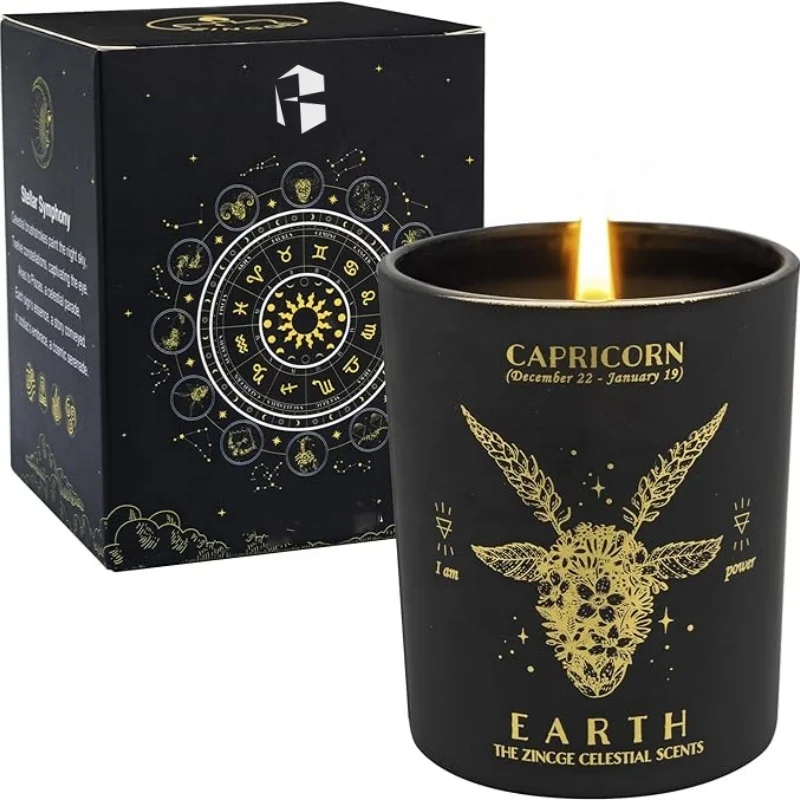 Hot Selling Unique Design Aromatherapy Soy Wax Luxury Zodiac Sign Scented Candle with Box