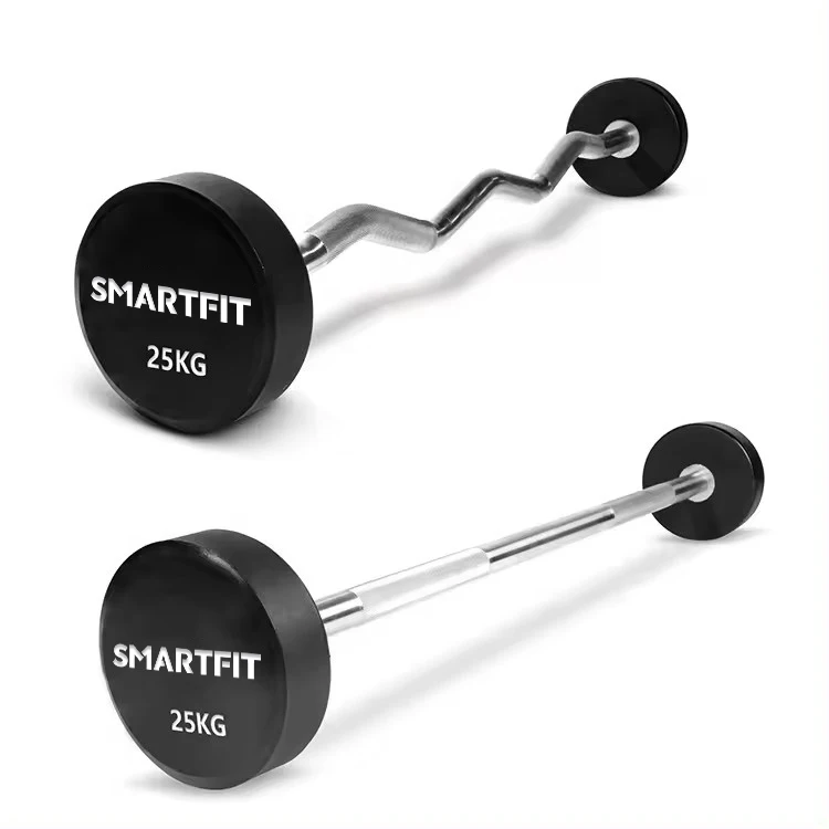 SMARTFIT оптовая продажа тренажерный зал под заказ полиуретан фиксированный вес набор штанги прямые EZ curl