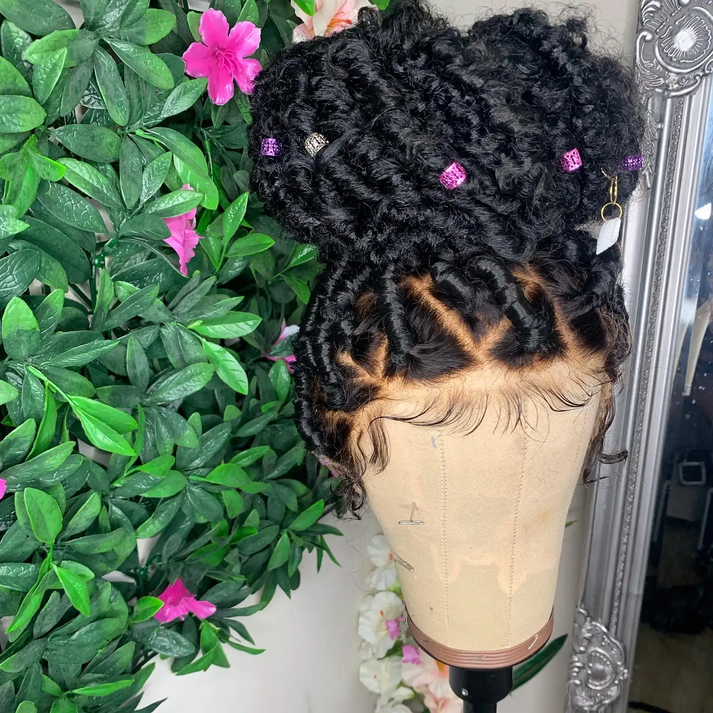 Synthetic Hair Wigs With Baby Hair,New Arrival Black Soft Butterfly Locs Wig,Handmade Lace Front Braided Wigs For Black Women