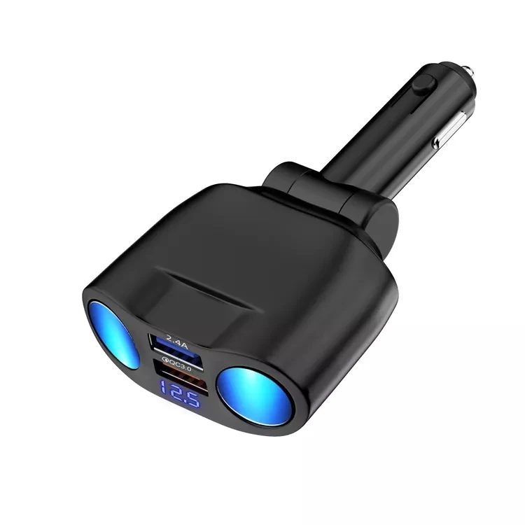 Rotatable Plug Cigarette Lighter Car Charger Dual Usb Ports 2.4A Car Charger Adapter With Led Display Charging