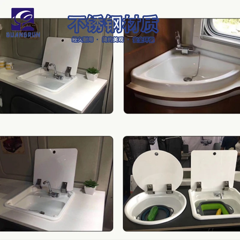 ACRYLIC  sink RV motorhomes caravan  plastic kitchen  Built-in MINI Bathroom folding Sink with  faucet  GR-Y007B