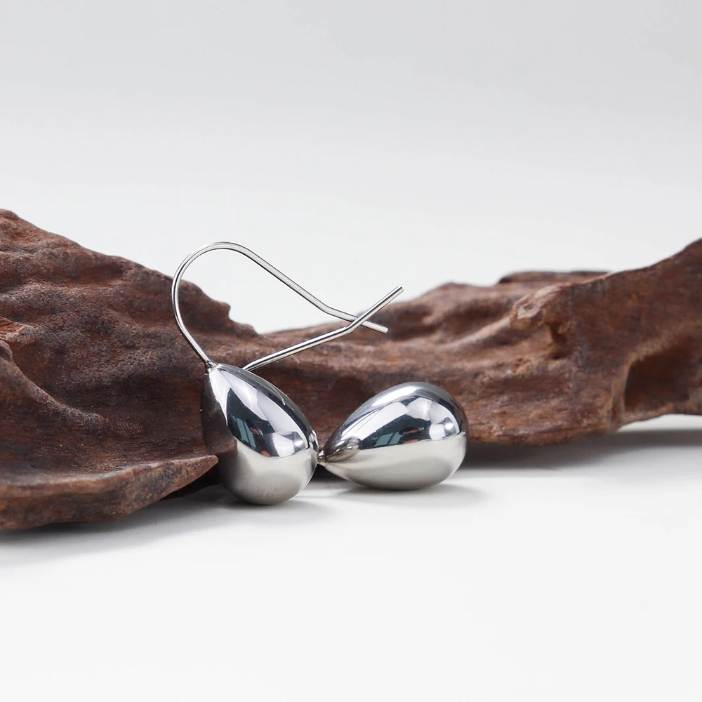 Chris April 316L stainless steel water drop hook drop earrings  18k gold hoops for women