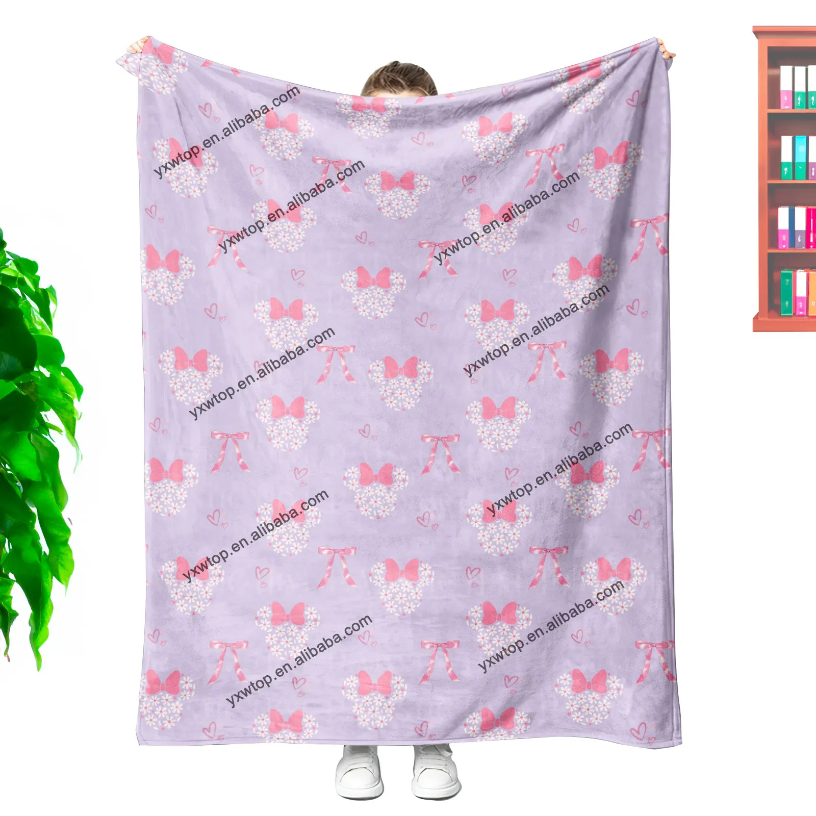 valentines day gift Wholesale Customized  cute micky mouse love pattern Valentine Sublimation Super Soft flannel Throw blankets