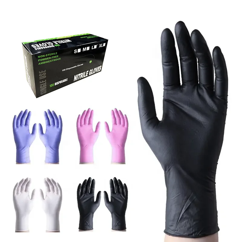 TG-1 Hot Sell  High Quality Tattoo Pink Black Blue Purple Green Custom Logo Powder Free Beauty Salon Free Nitrile Gloves