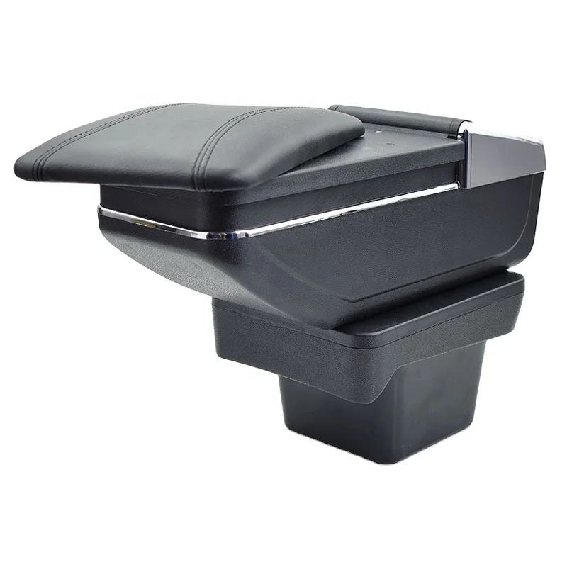 Vtear For VW Touran armrest leather central store storage box red thread car-styling interior ABS arm rest accessories 2016-2018